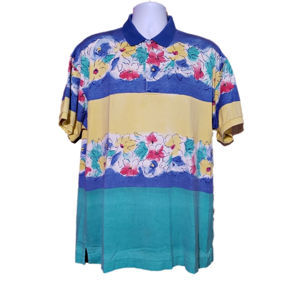 Nautica floral color block Polo shirt size Large